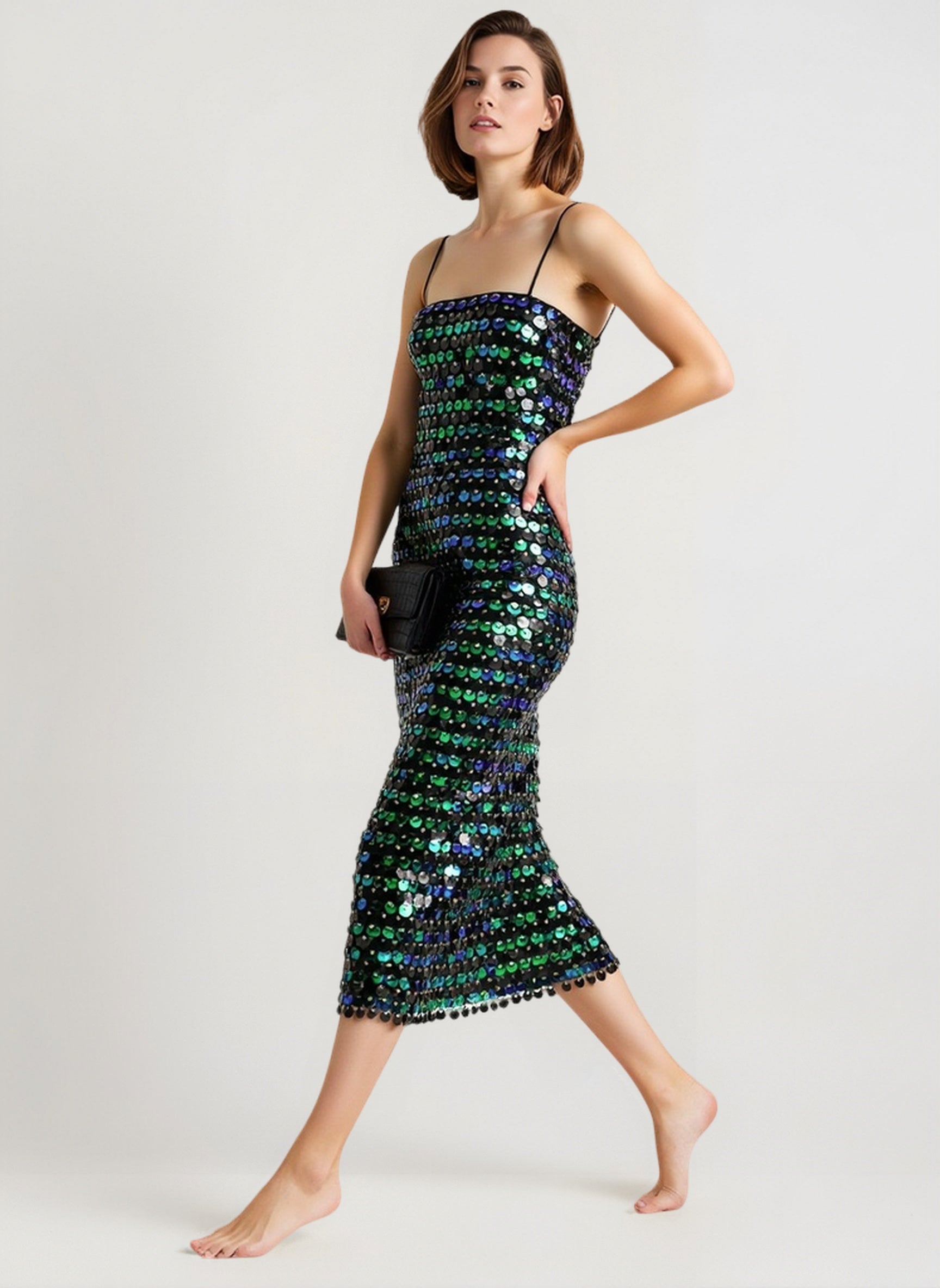 Beaded Irregular Midi Dress