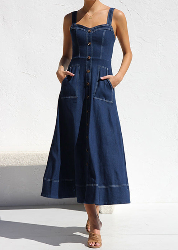 Indigo Santorini - Denim Button-Down Midi Dress