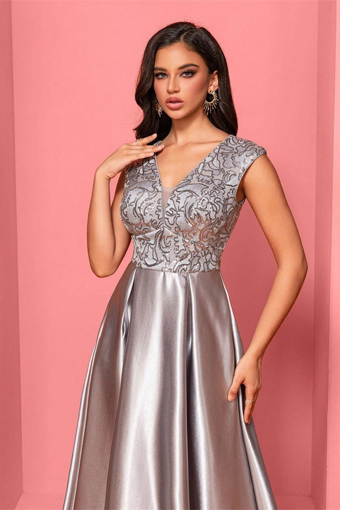 V Neck Sleeveless Mermaid Prom Dress