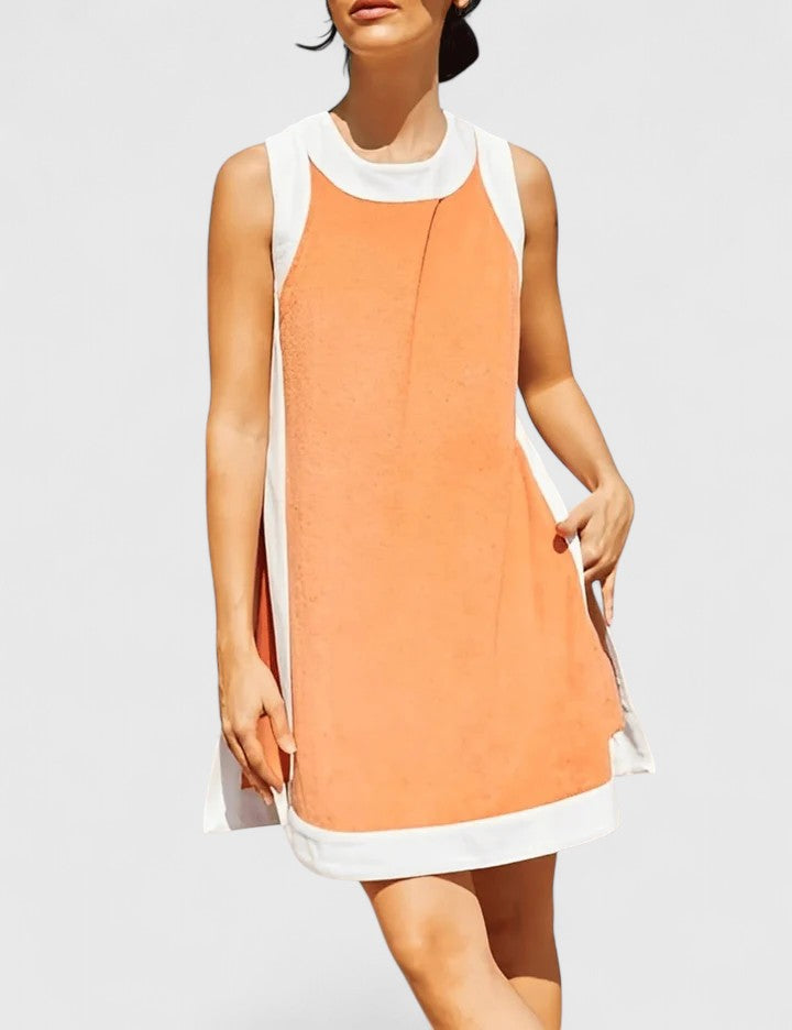 Contrast Trim Round Neck Sleeveless Shift Mini Dress
