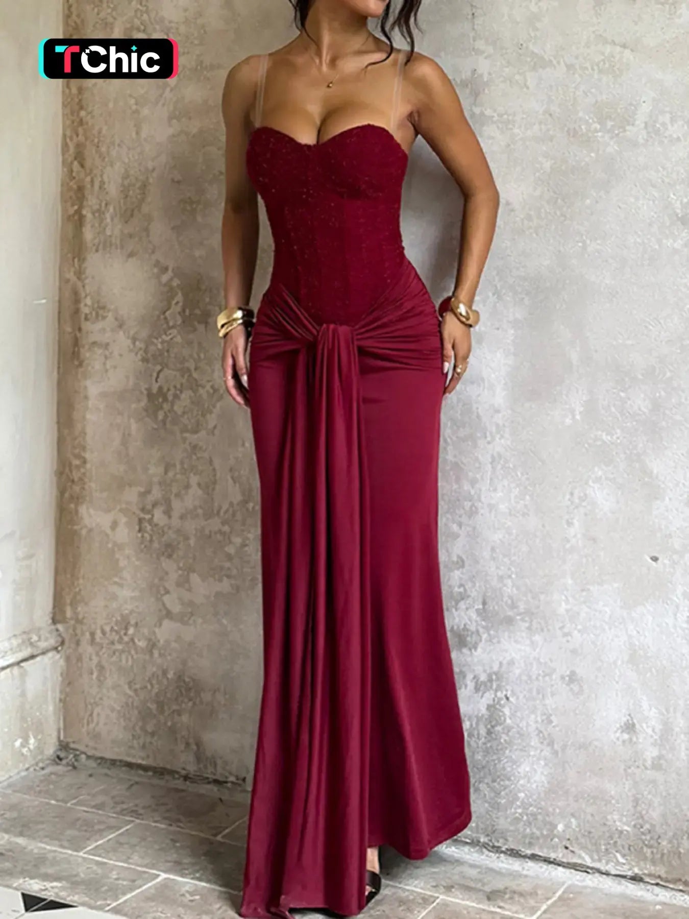 Strapless Corset Ruched Mermaid Maxi Gown