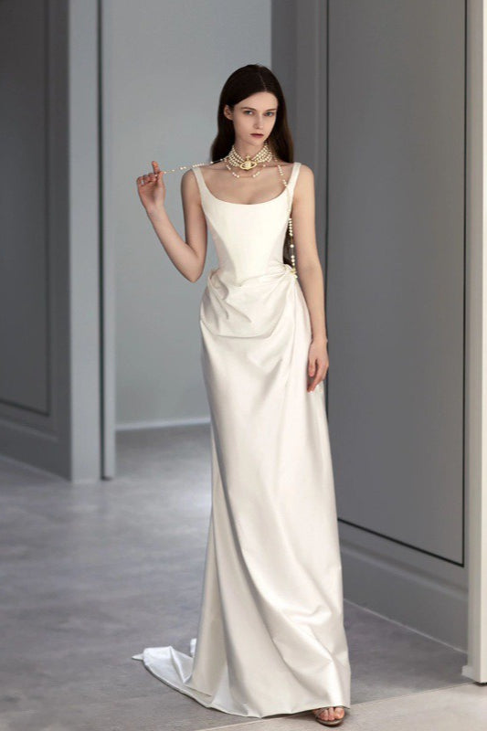 Minimalist High End Elegant Satin Wedding Dress