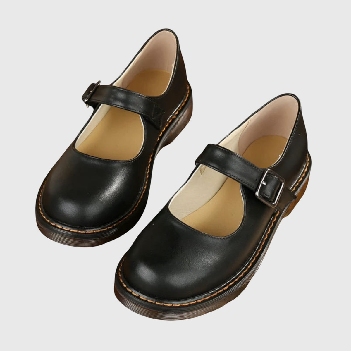 Buckle Ankle Strap Round Toe Mary Jane Loafers