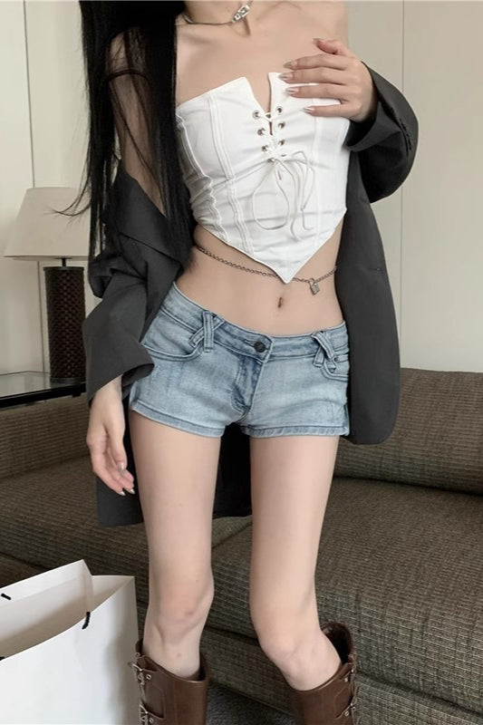 Low Rise Stretch Bodycon Denim Shorts