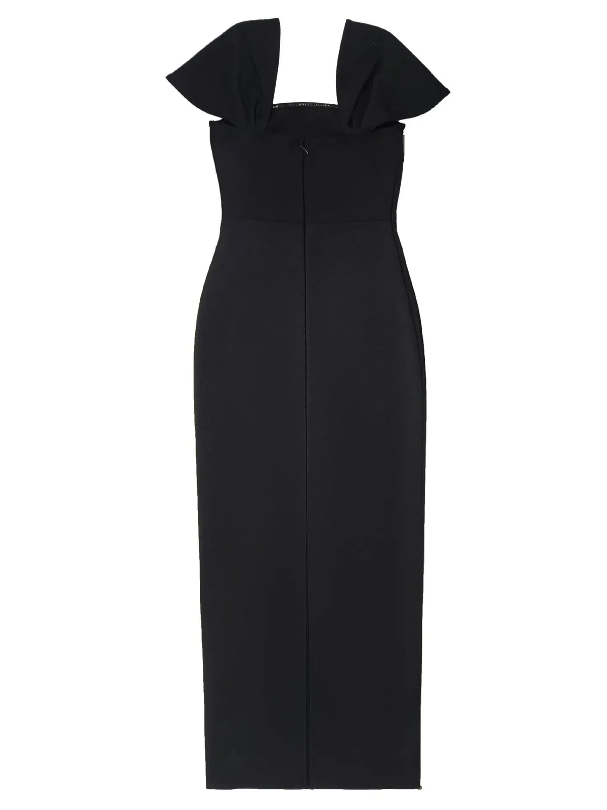 Rhinestone Trim Square Neck Cap Sleeve Bodycon Maxi Gown 11