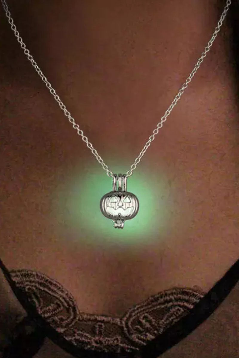 Halloween Pumpkin Face Luminous Pendant Necklace