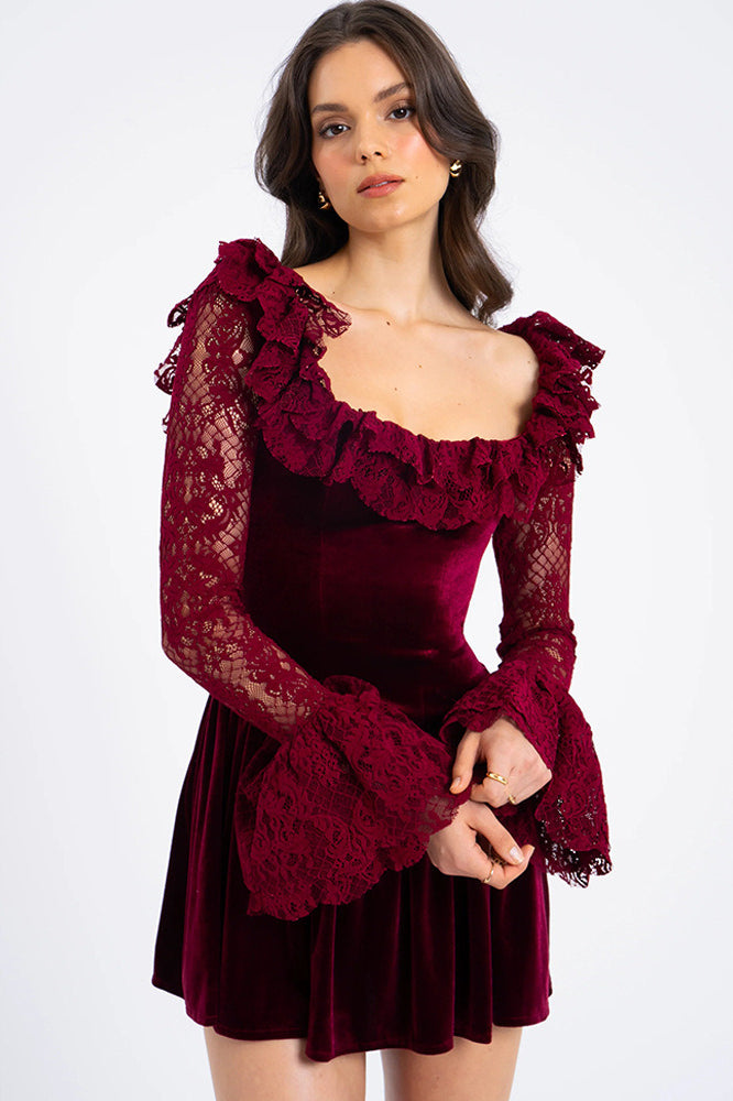 Velvet Bell Sleeve Bodycon Mini Dress