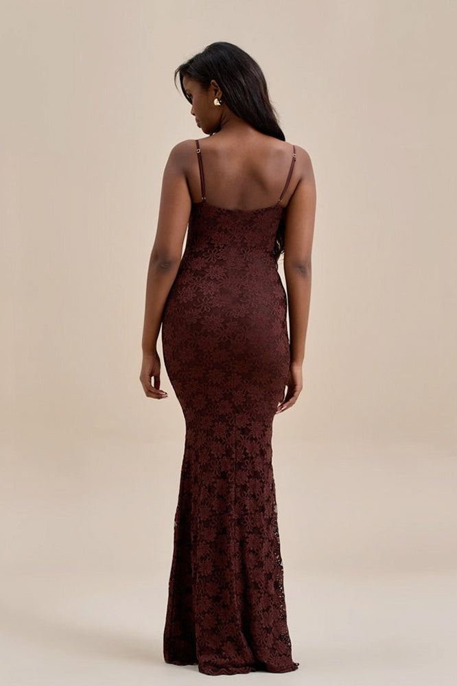 Backless Bodycon Maxi Lace Dress - View 11