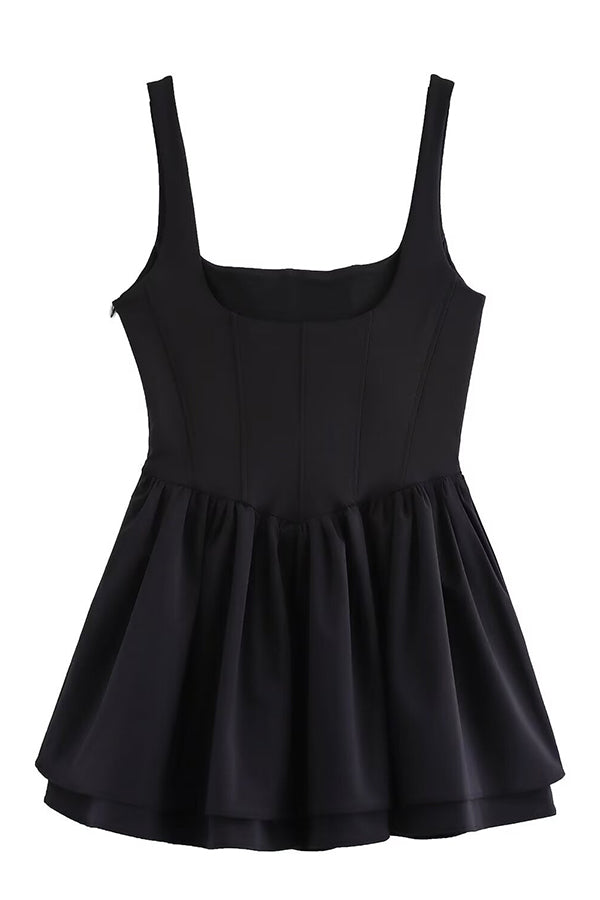 Solid Velvet Square Neck Slim Fit Mini Dress - View 25