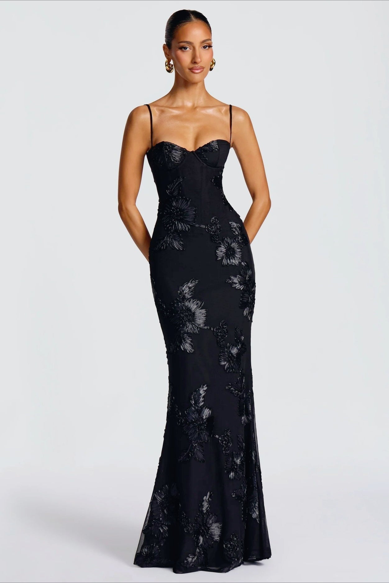 Elegant Strapless Slip Maxi Floral Dress