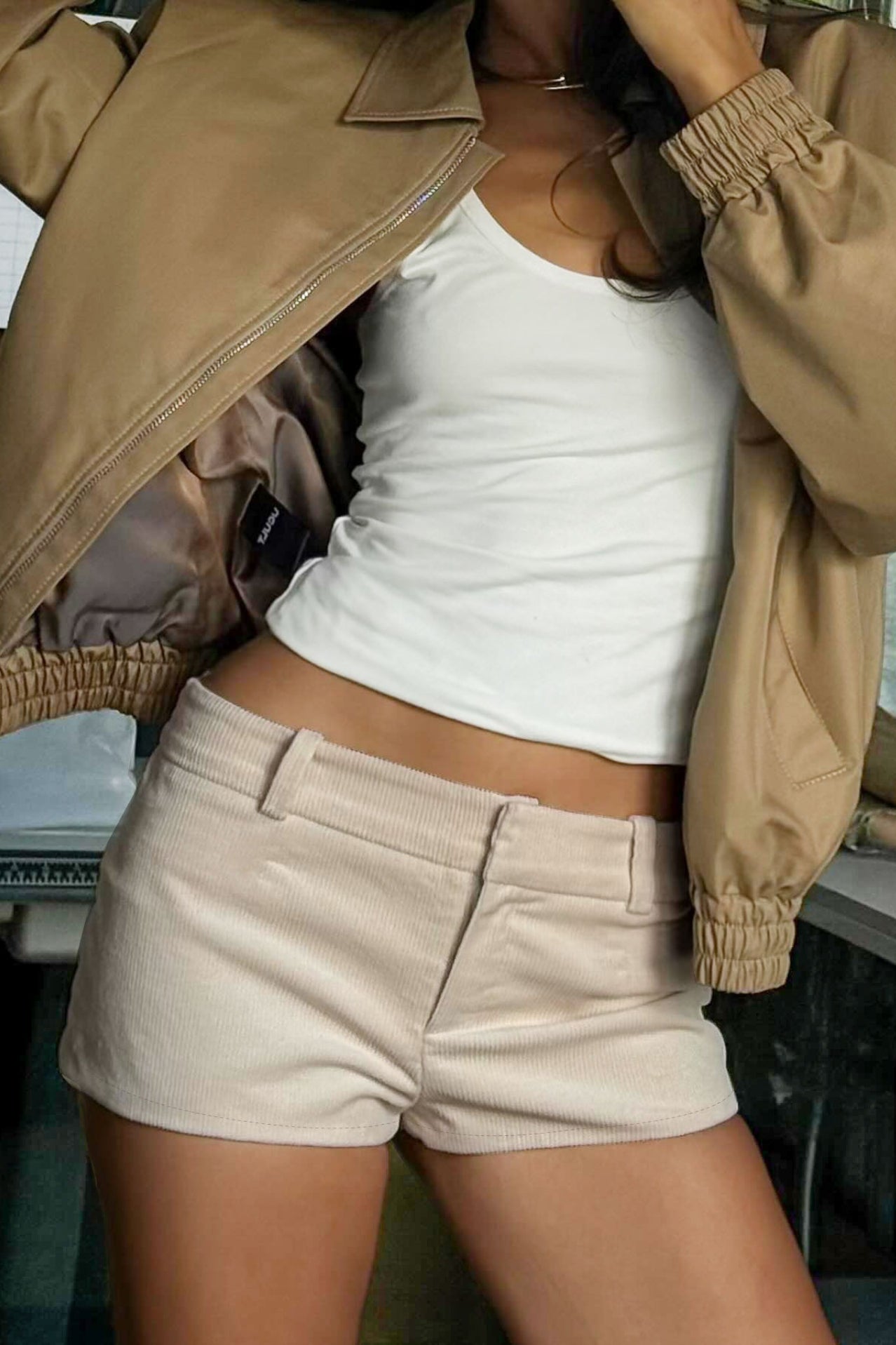 Corduroy Low Rise Chic Tailored Shorts