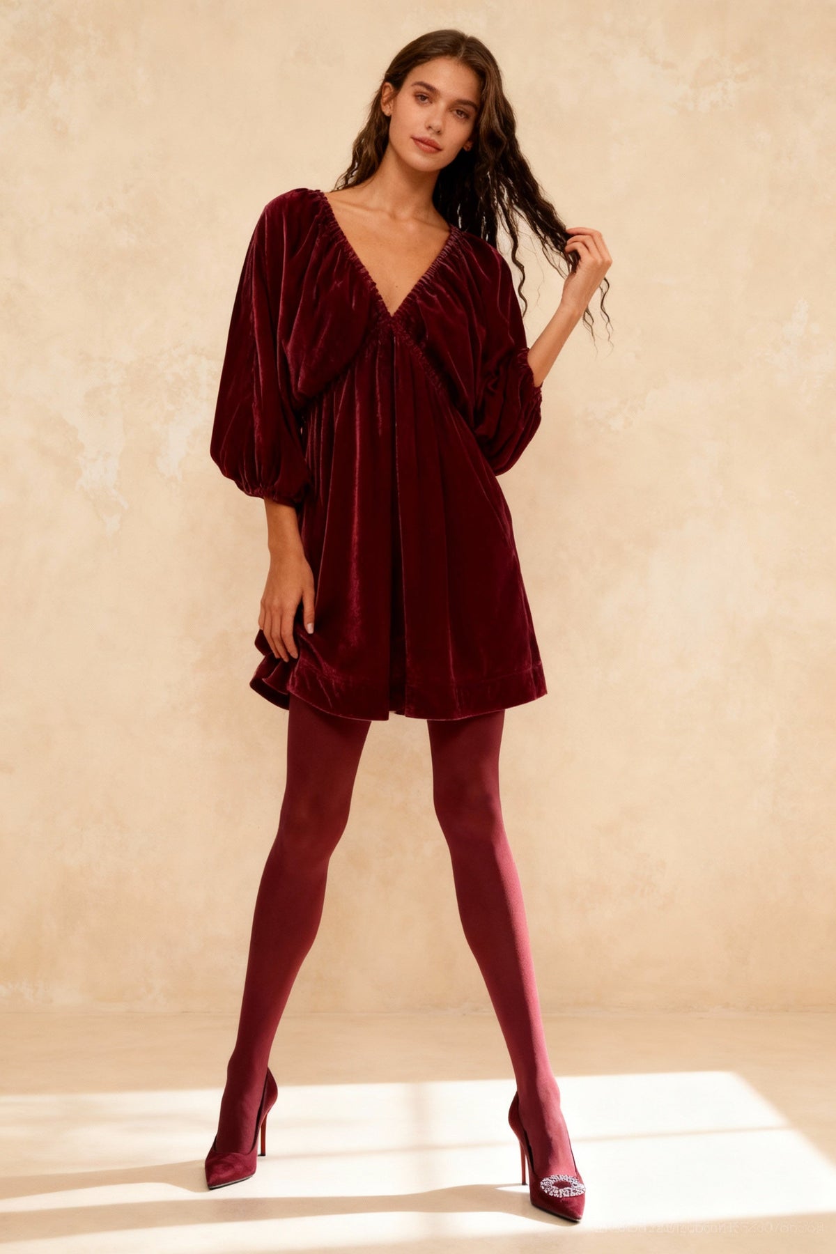 Portia Velvet Stylish Mini Dress - View 6