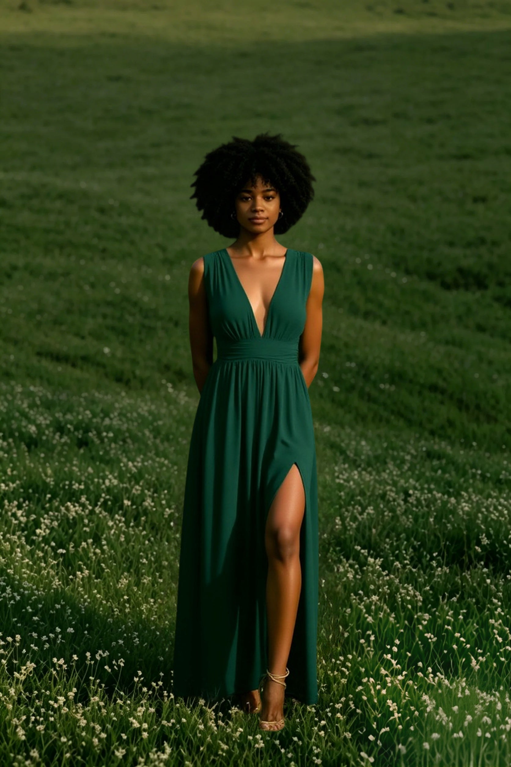 Deep V-Neck Dress