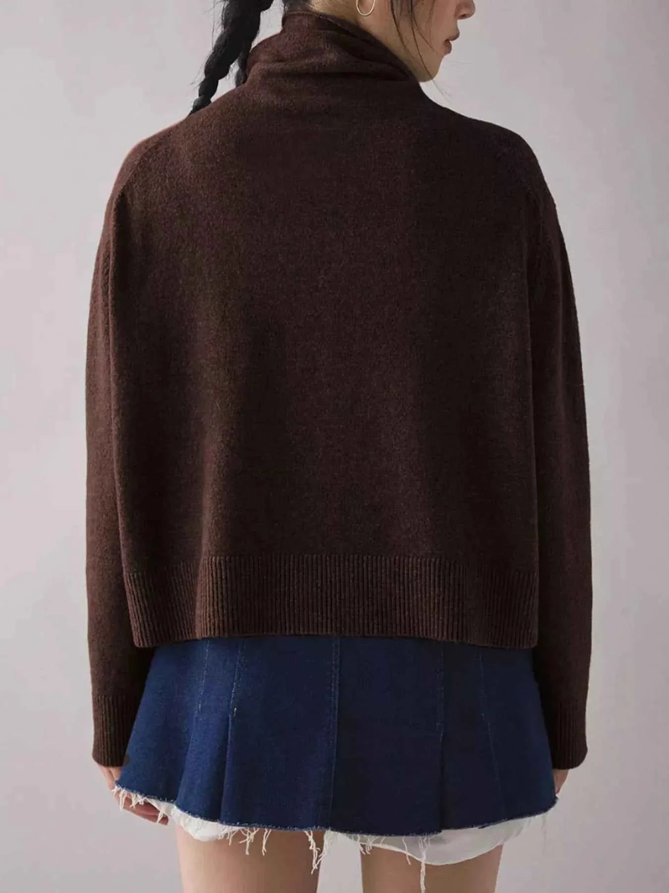 Turtleneck Dropped Shoulder Sweater