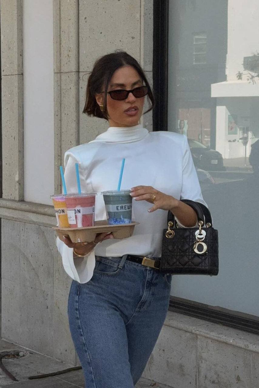 Chic Satin Open Back Blouse