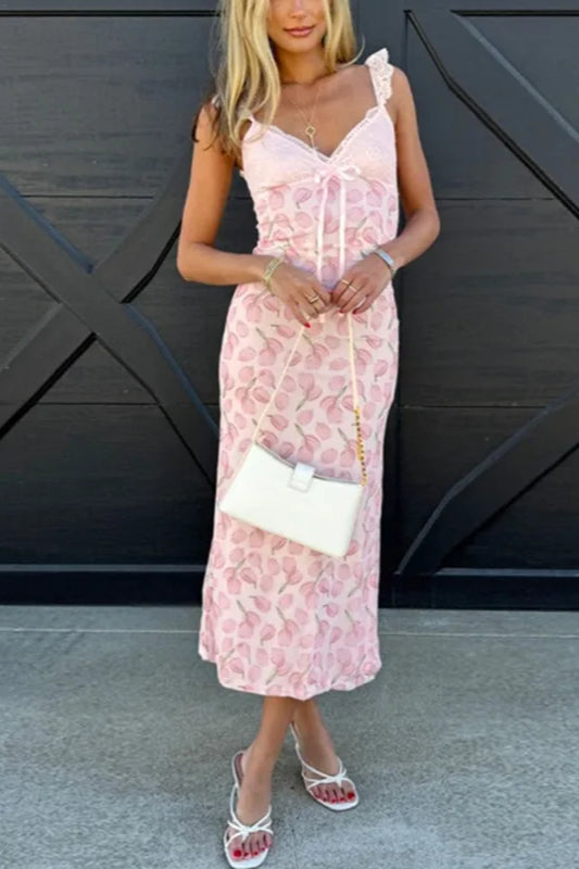 Lace Halter Neck Midi Dress