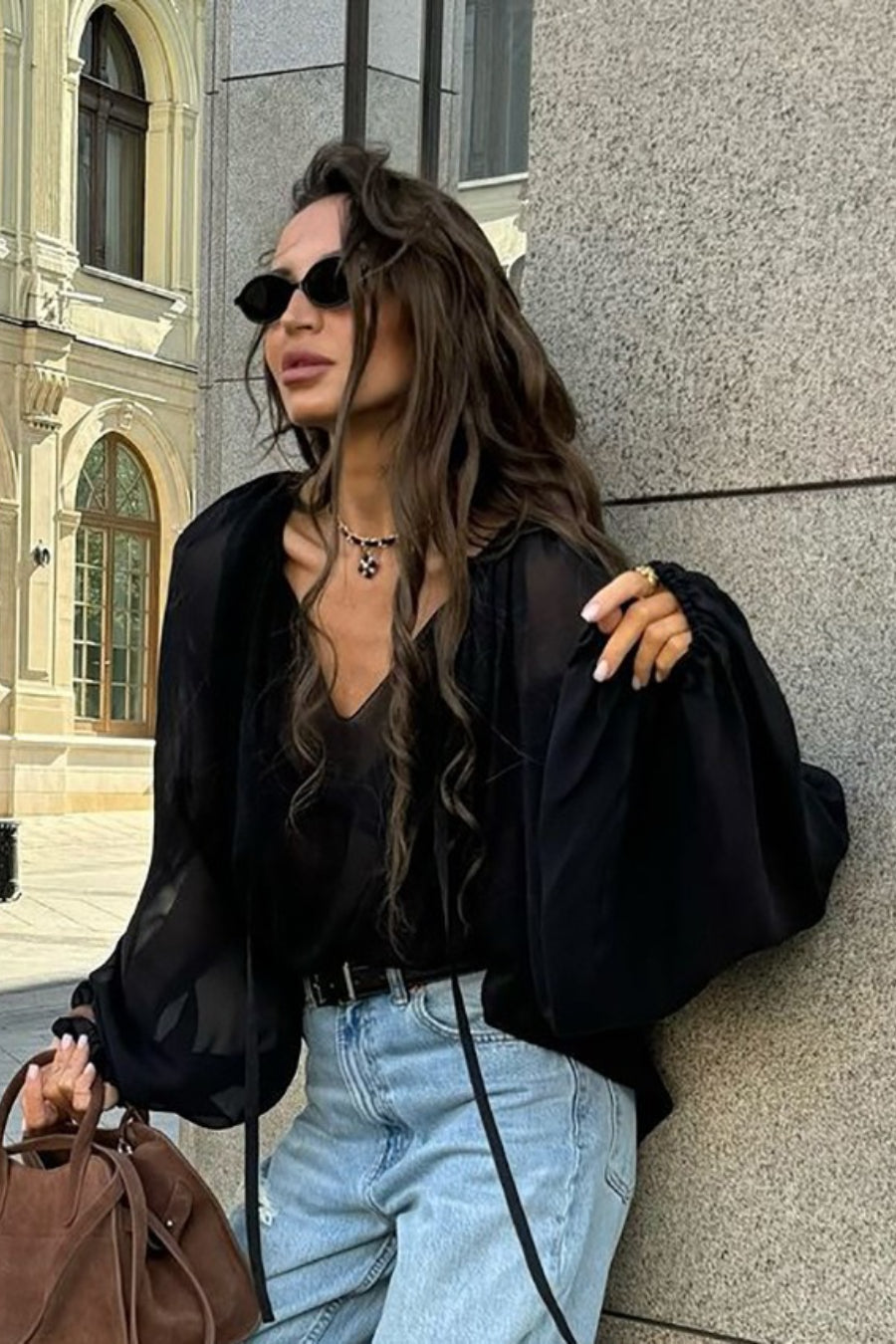 Sheer Tie Detail Blouse