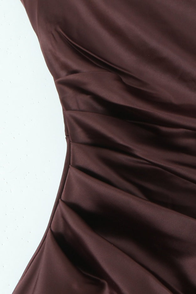 Square Neck Ruched Satin Bodycon Mermaid Dress