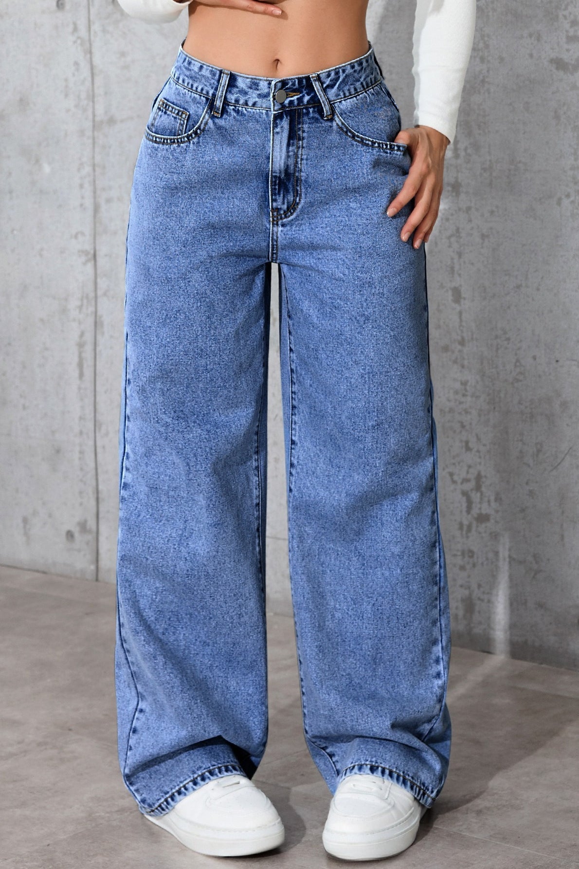 High-Waist Straight-Leg Denim Jeans
