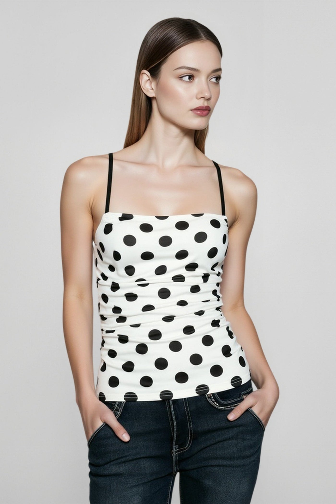 Color Block Polka Dot Cami Top