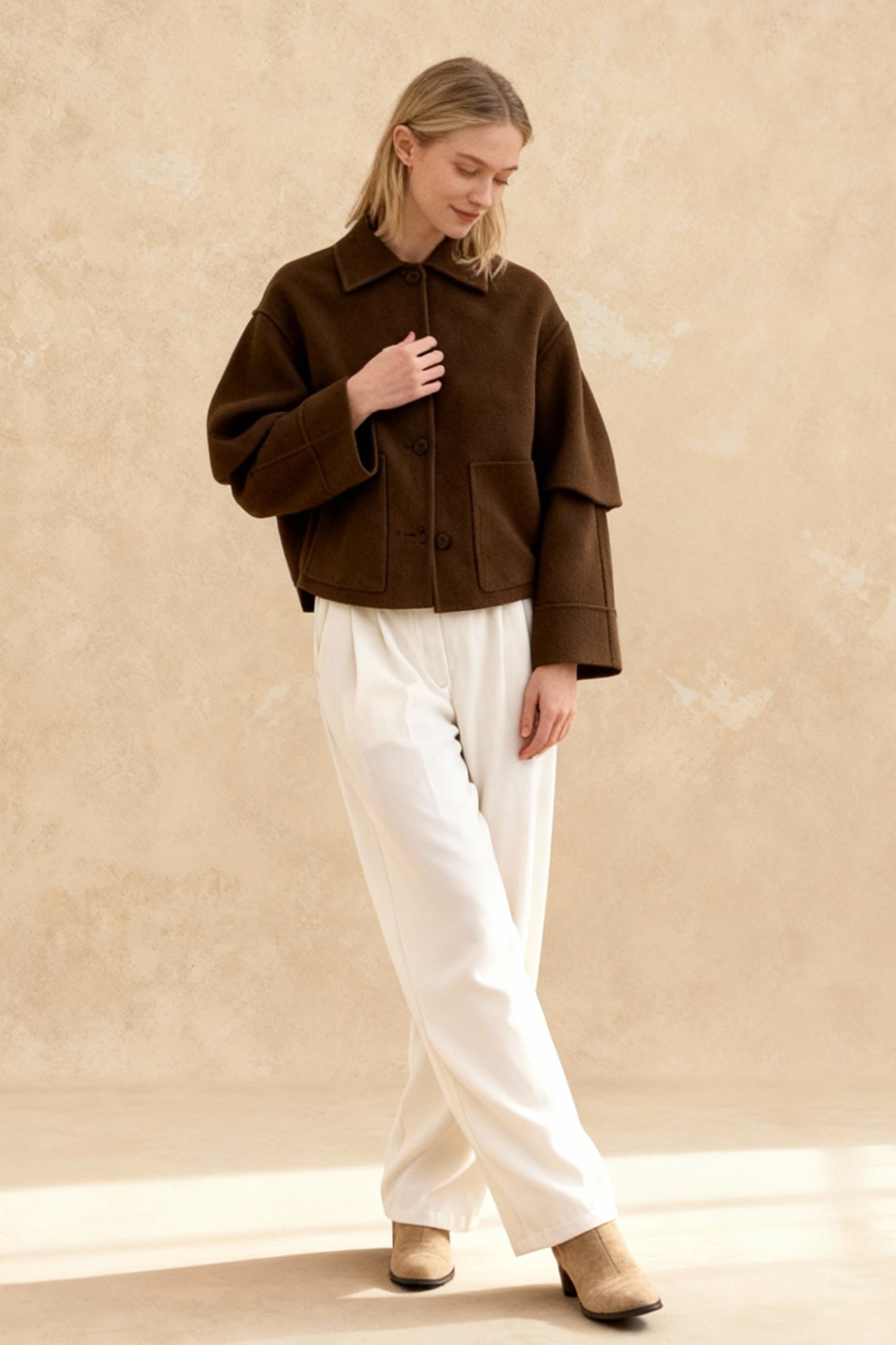 Elegant Stylish Chic Long Sleeves Wool Blends Jacket