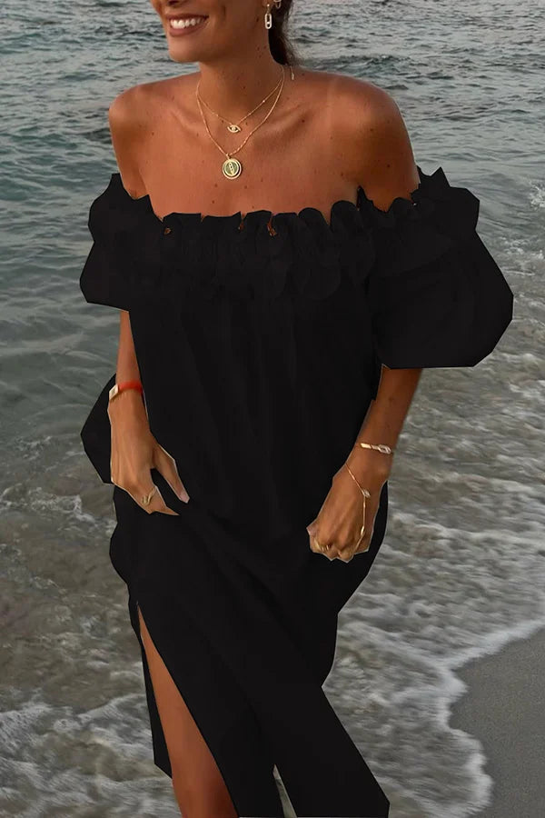 Timeless Halima Shoulder Hugging Midi Dress Premium Wardrobe Essential