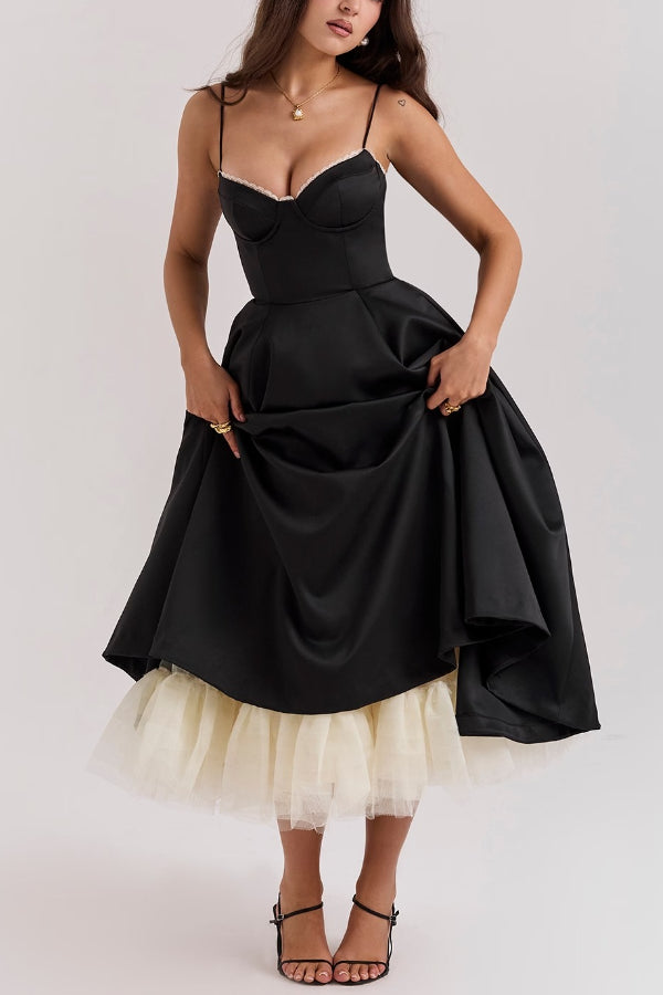 Lorraine Premium Strapless V Neck Sleeveless Tutu Maxi Dress Boutique Edit