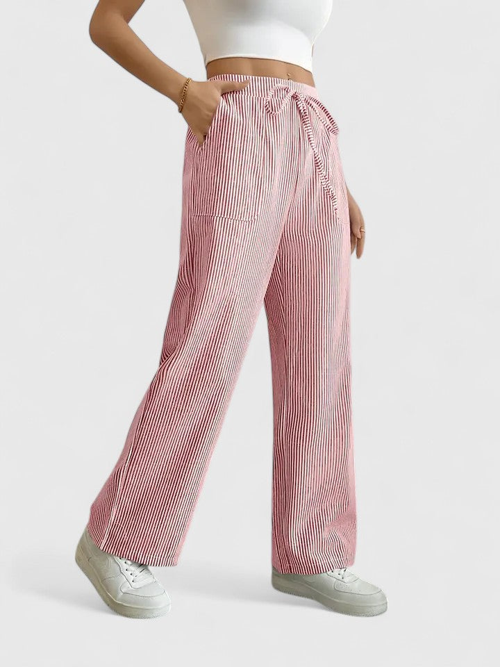 High Waist Striped Wide Leg Pants