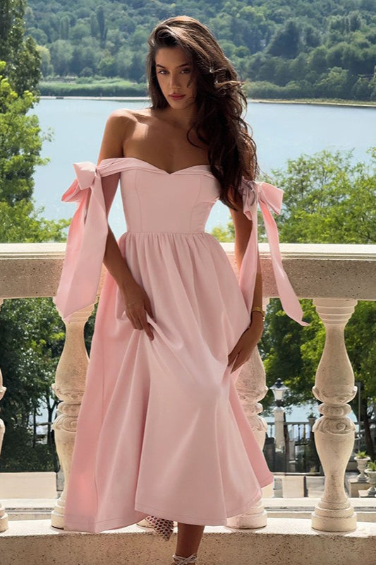 OffShoulder Edition TieFront Maxi Party Dress