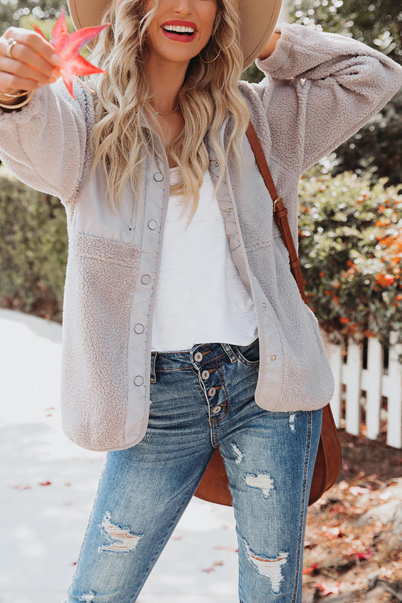 Button Pockets Fleece Jacket