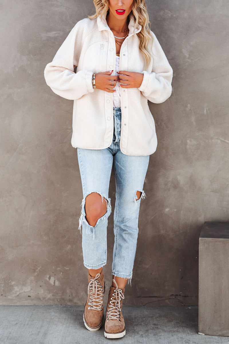 Button Pockets Fleece Jacket