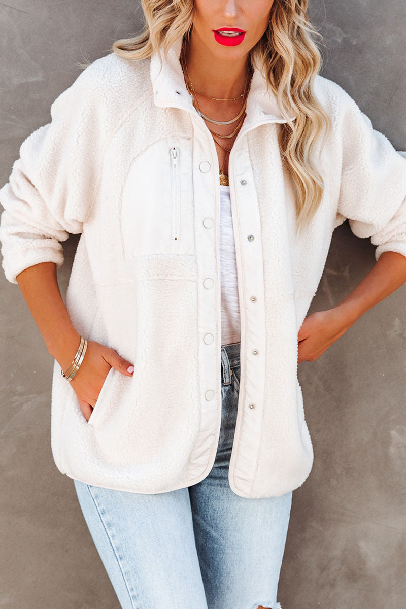 Button Pockets Fleece Jacket