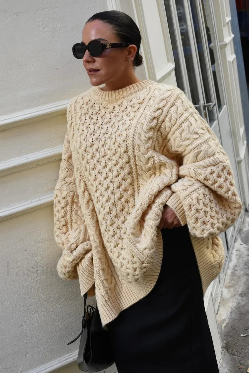 Cable Knit Loose Pullover Sweater