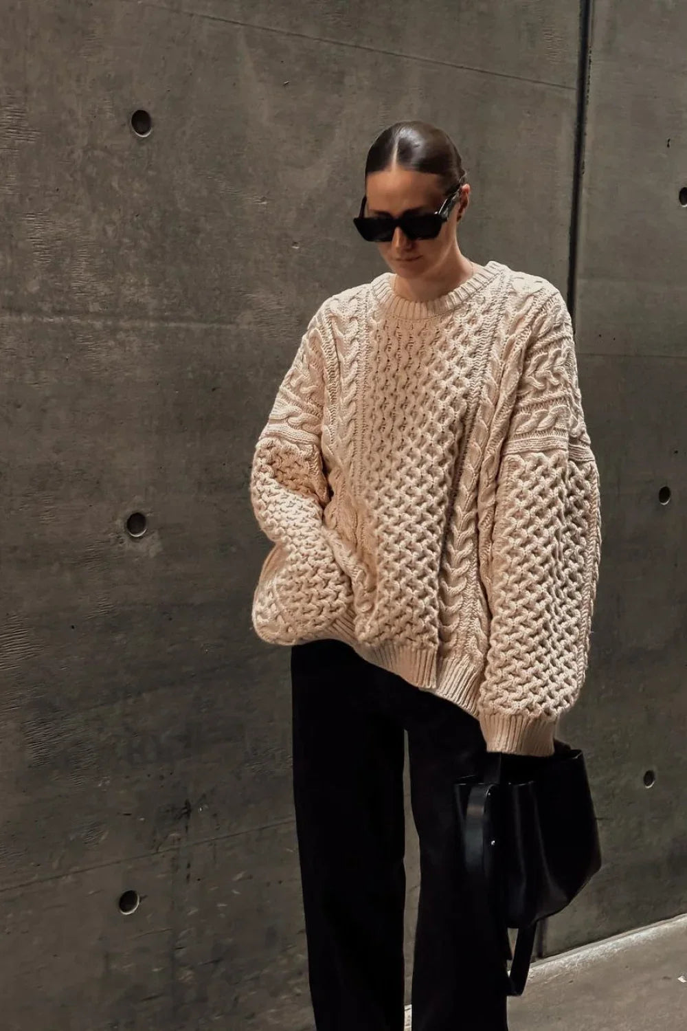 Cable Knit Loose Pullover Sweater