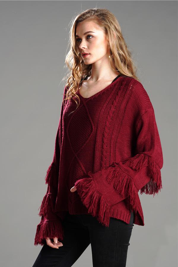 Cable Knit Tassel Fluffy Sweater