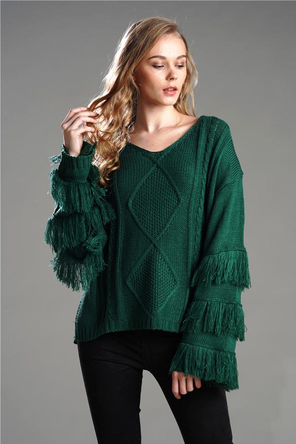 Cable Knit Tassel Fluffy Sweater
