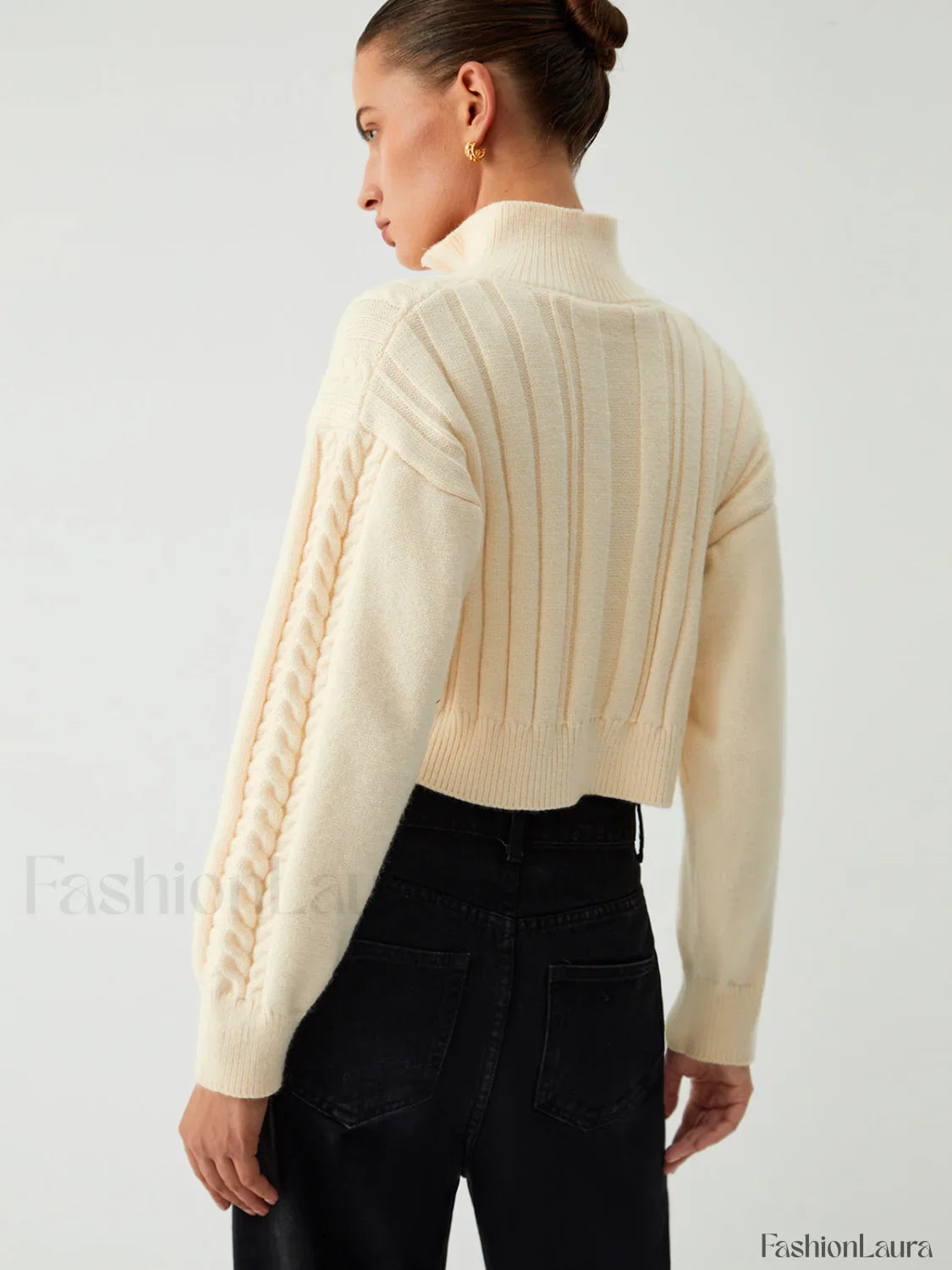 Cable Knit Two Trendy Way Zip Crop Cardigan