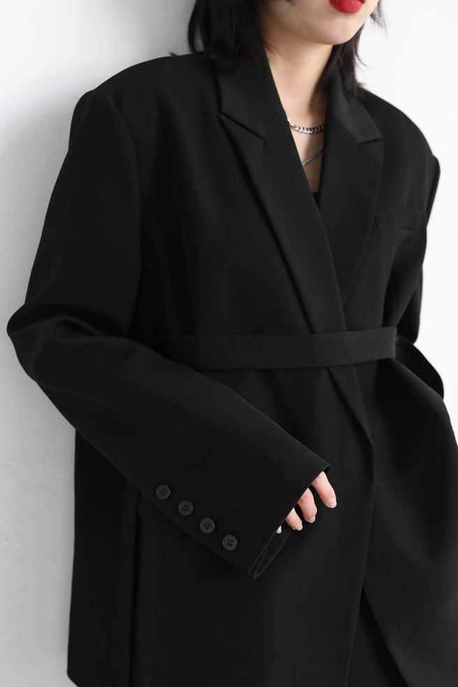 Deconstructed Wide Lapel Draped Blazer