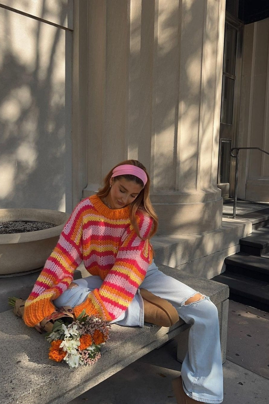 Striped Knit Pullover Sweater
