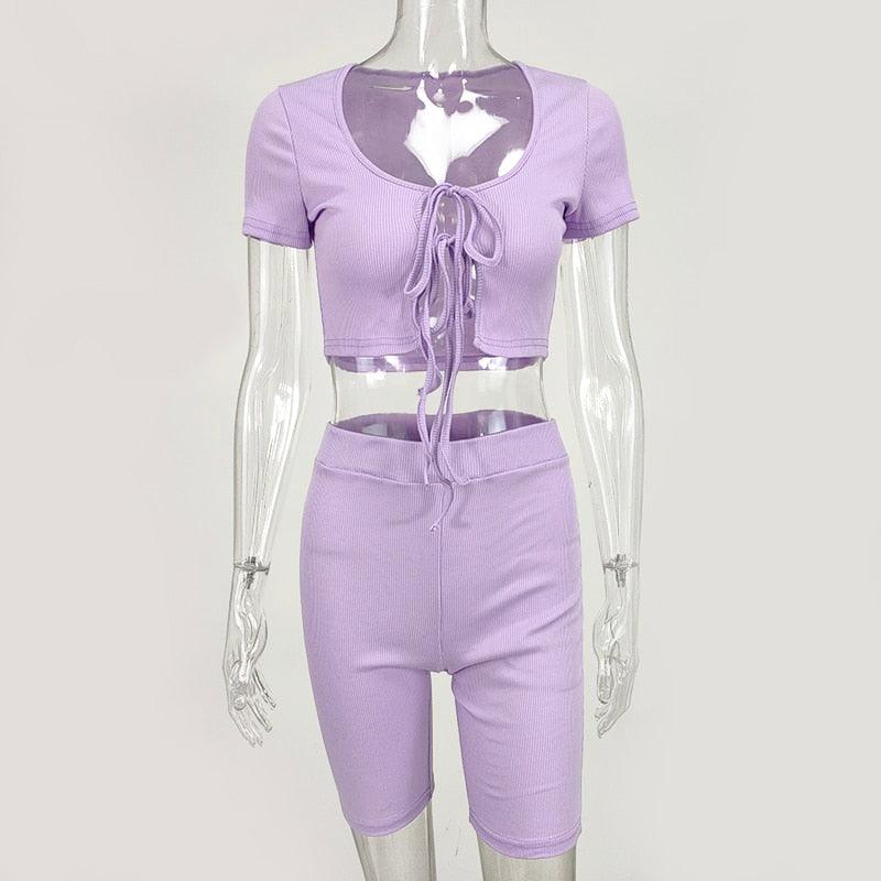 Cady Lace Front Crop Top & High Waist Short Set