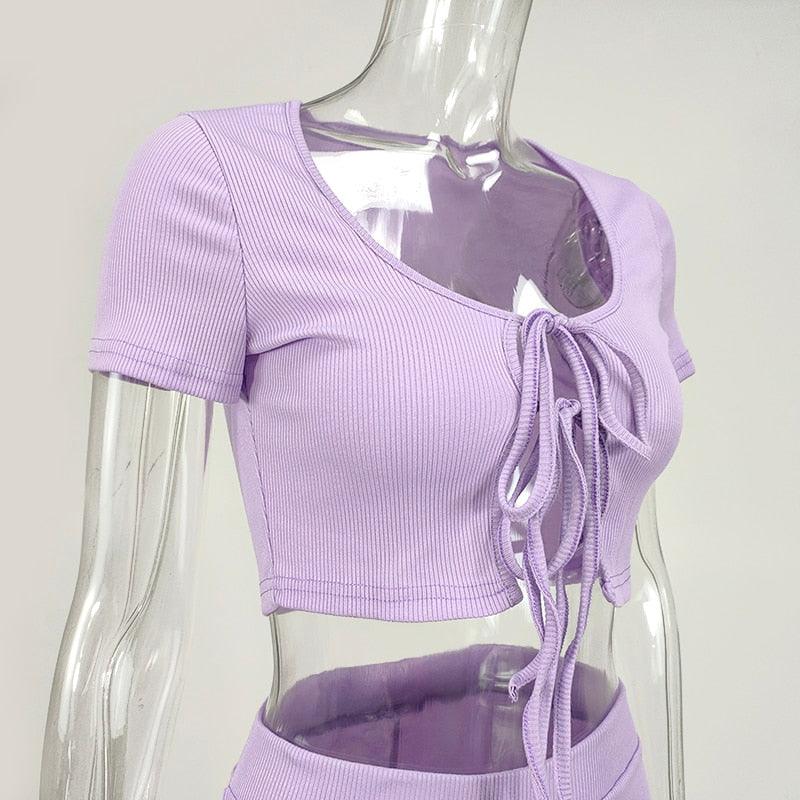 Cady Lace Front Crop Top & High Waist Short Set