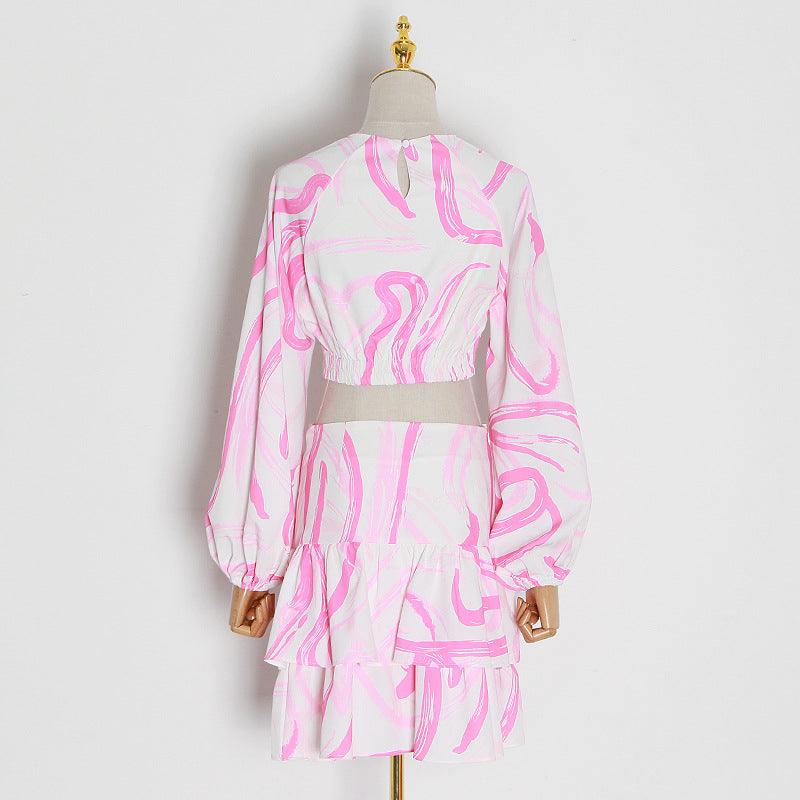 Callie Ring Linked Crop Top & Pleated Hem Mini Skirt Set