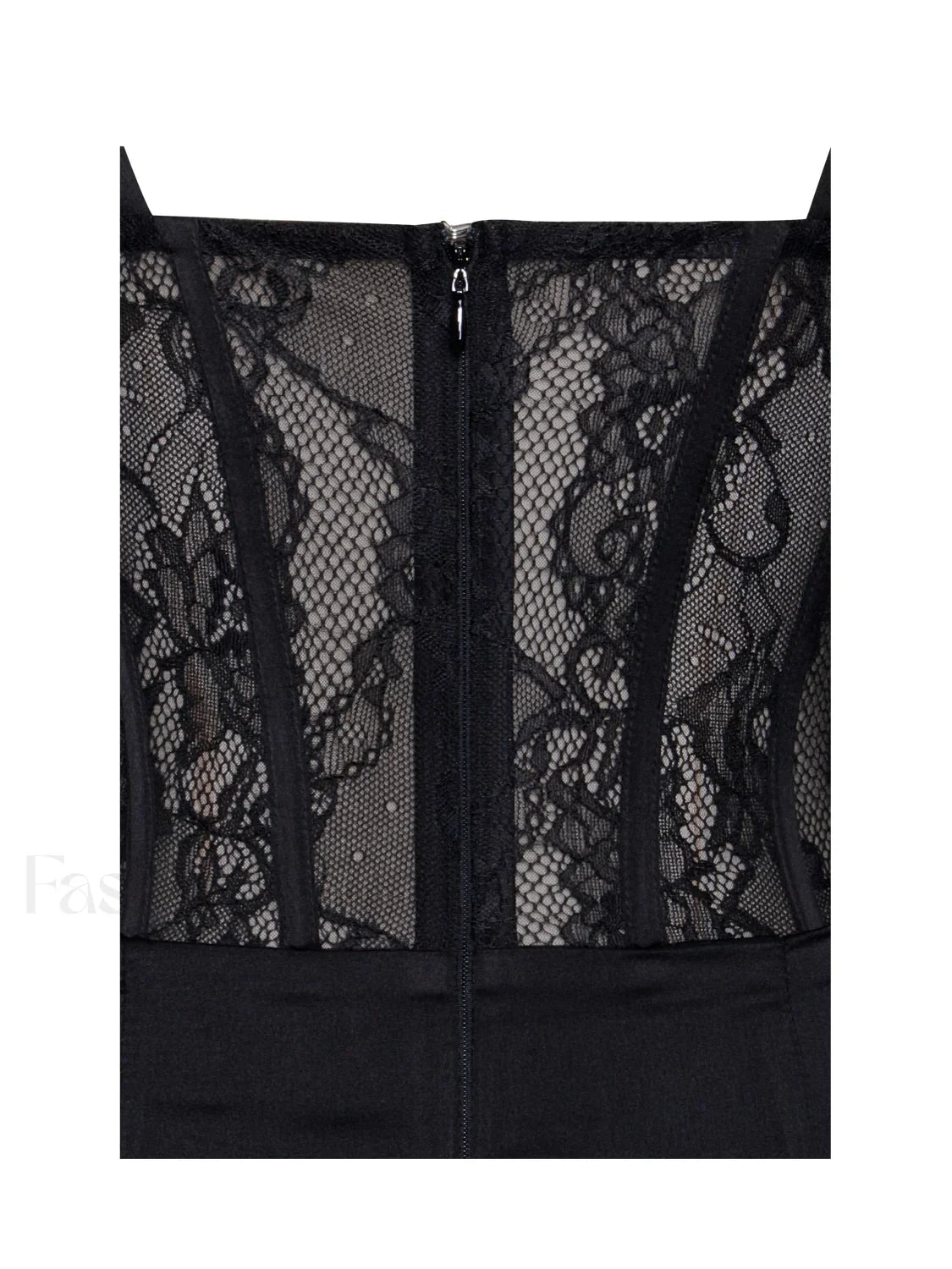 Callista Black Satin Charming Lace Corset Maxi Dress
