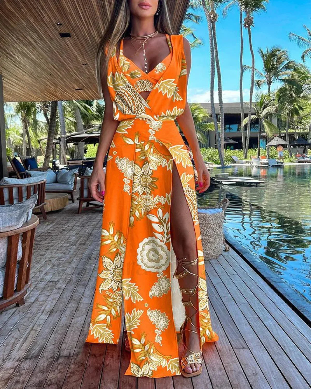 Camisole Two-Piece Floral Dress