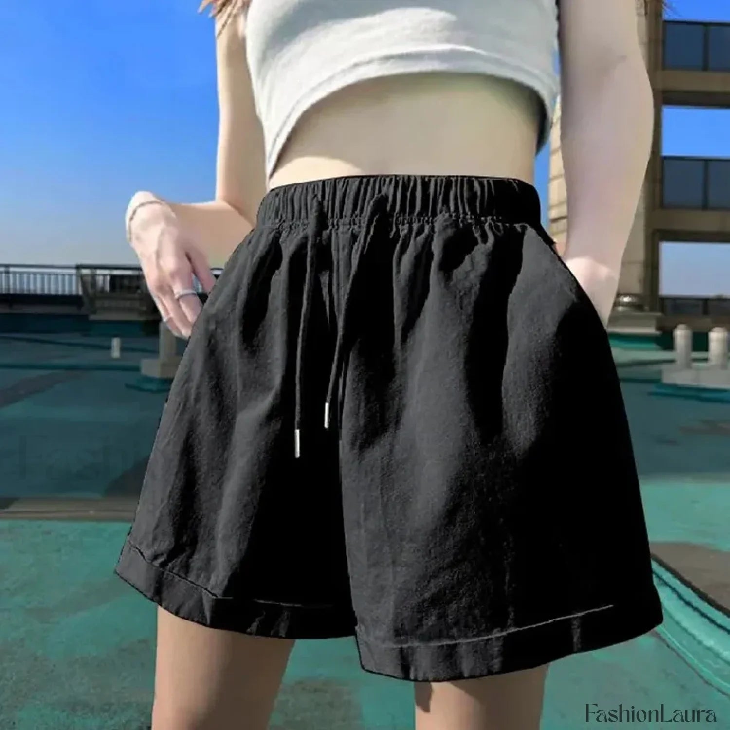 Candy Colors Wide Leg Elastic Waist Comfortable Short