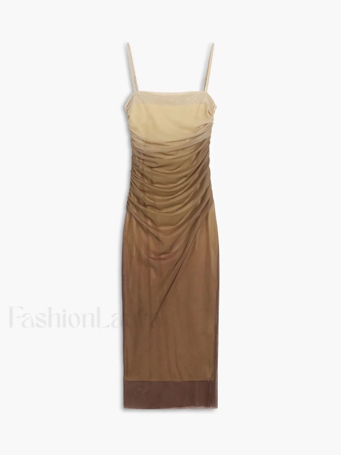 Cappuccino Ombre Mesh Zippered Long Dress Dark Brown / XS Dresses
