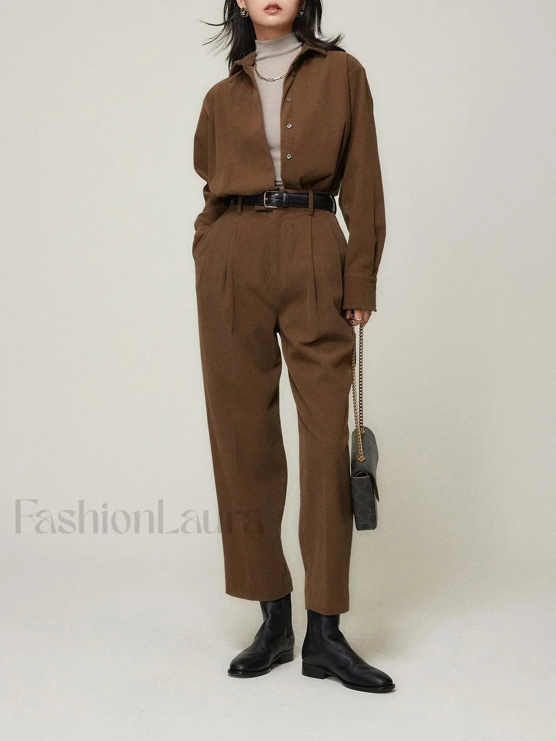 Caramel Smart Cropped Trendy Straight Leg Pants