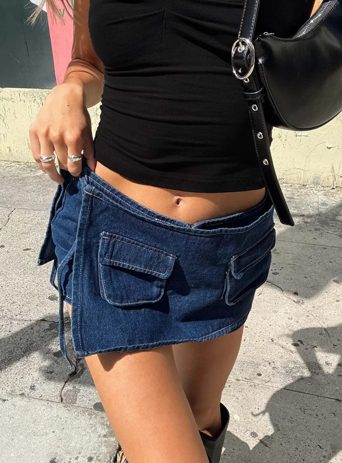 Cargo Pocket Denim Hip Skirt