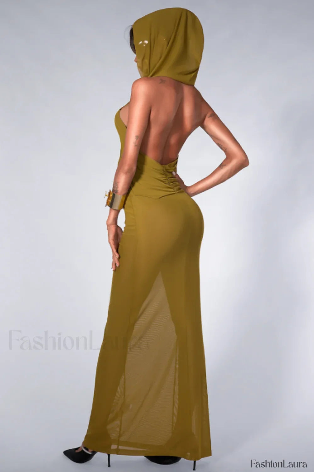 Carleigh Ruche Maxi Charming Dress With Headscarf