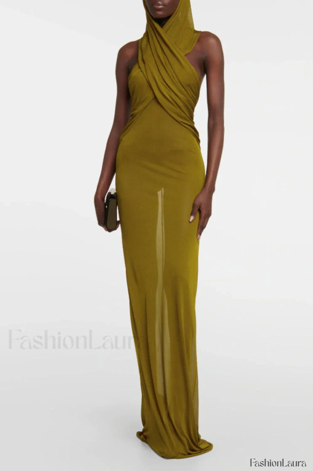 Carleigh Ruche Maxi Charming Dress With Headscarf